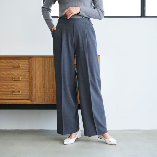 【オルスタ】両面起毛　また下長めワイドパンツ
