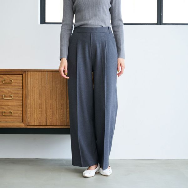 【オルスタ】両面起毛　また下長めワイドパンツ