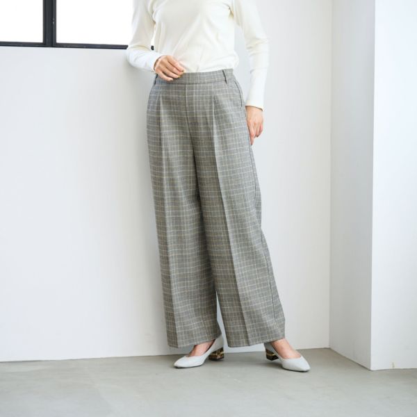 【オルスタ】両面起毛　また下長めワイドパンツ