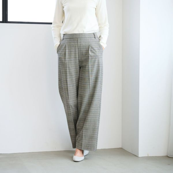 【オルスタ】両面起毛　また下長めワイドパンツ