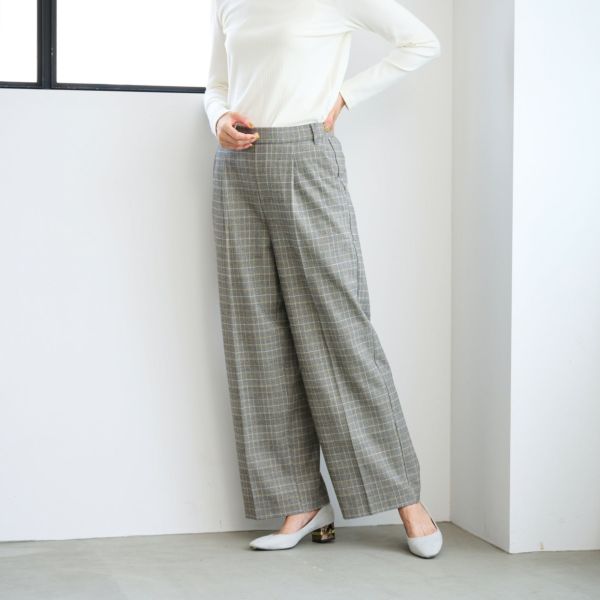 【オルスタ】両面起毛　また下長めワイドパンツ