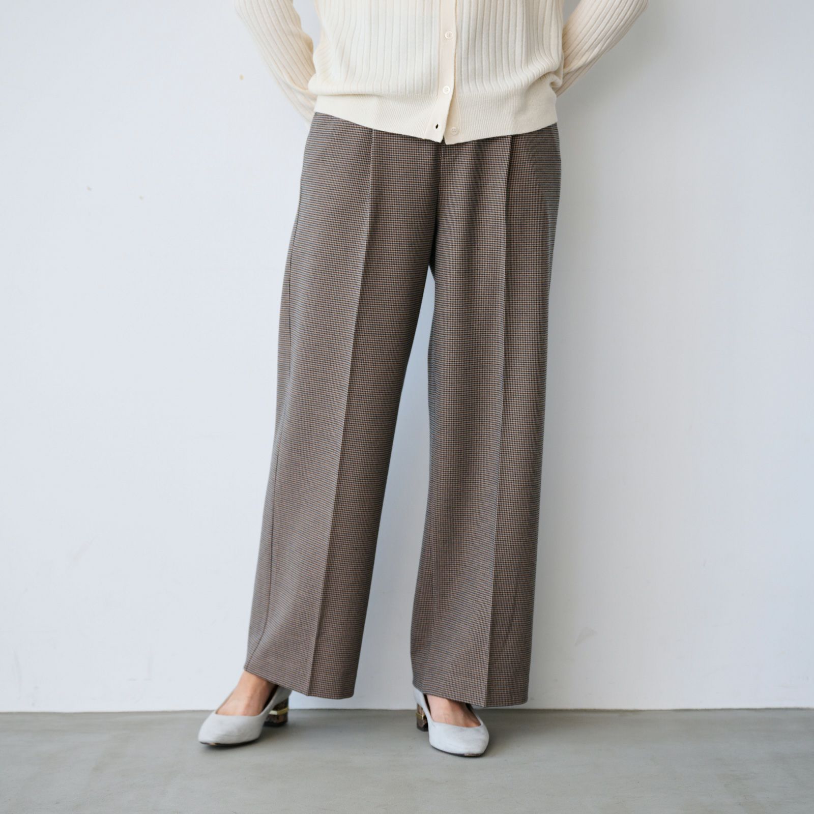 【オルスタ】両面起毛　また下長めワイドパンツ