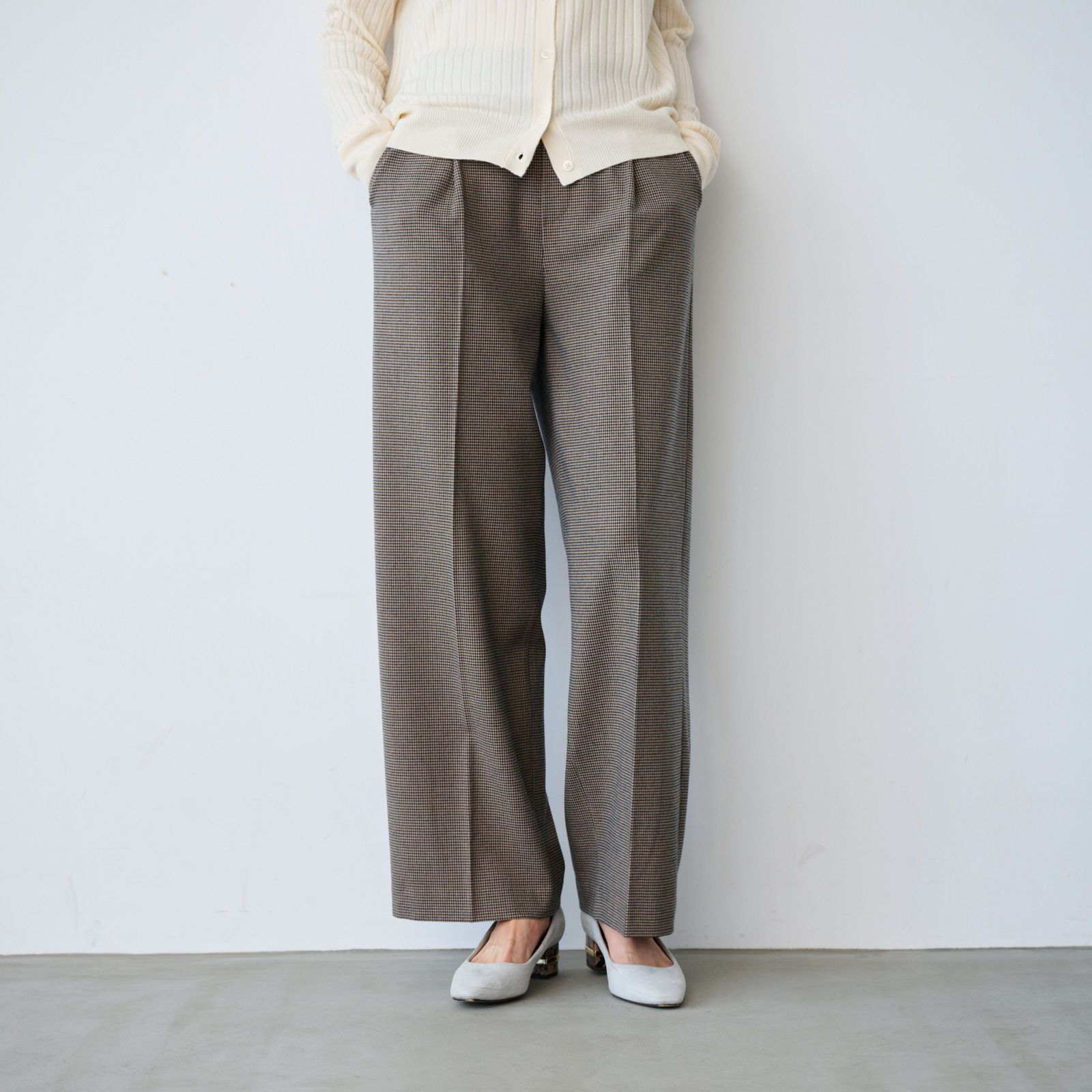 【オルスタ】両面起毛　また下長めワイドパンツ