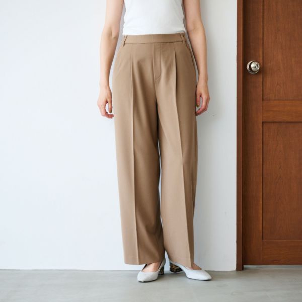 【オルスタ】両面起毛　また下長めワイドパンツ