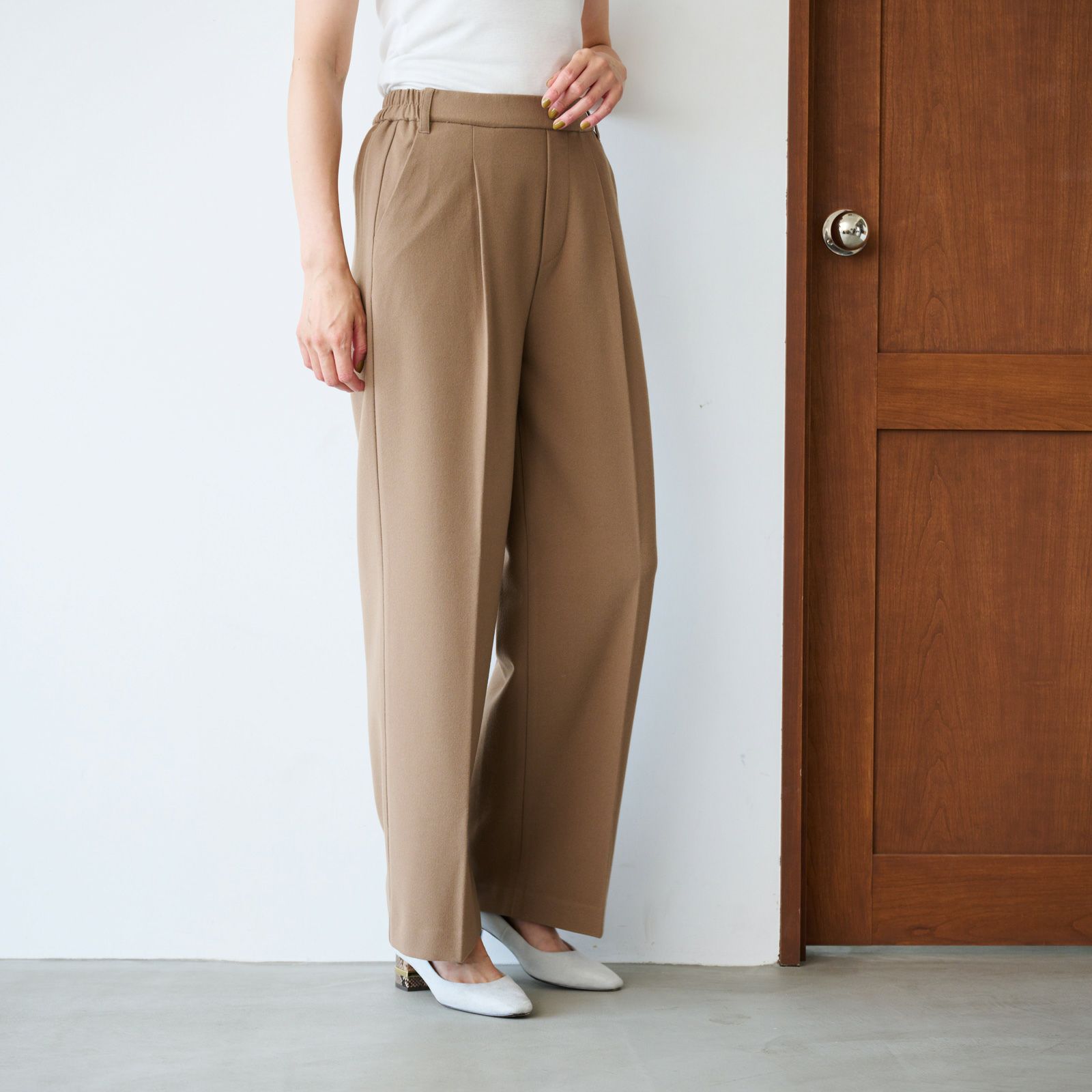 【オルスタ】両面起毛　また下長めワイドパンツ