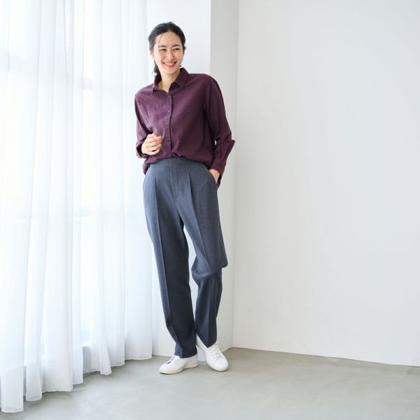 【オルスタ】両面起毛　また下長めストレートパンツ