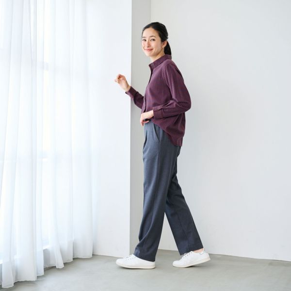 【オルスタ】両面起毛　また下長めストレートパンツ