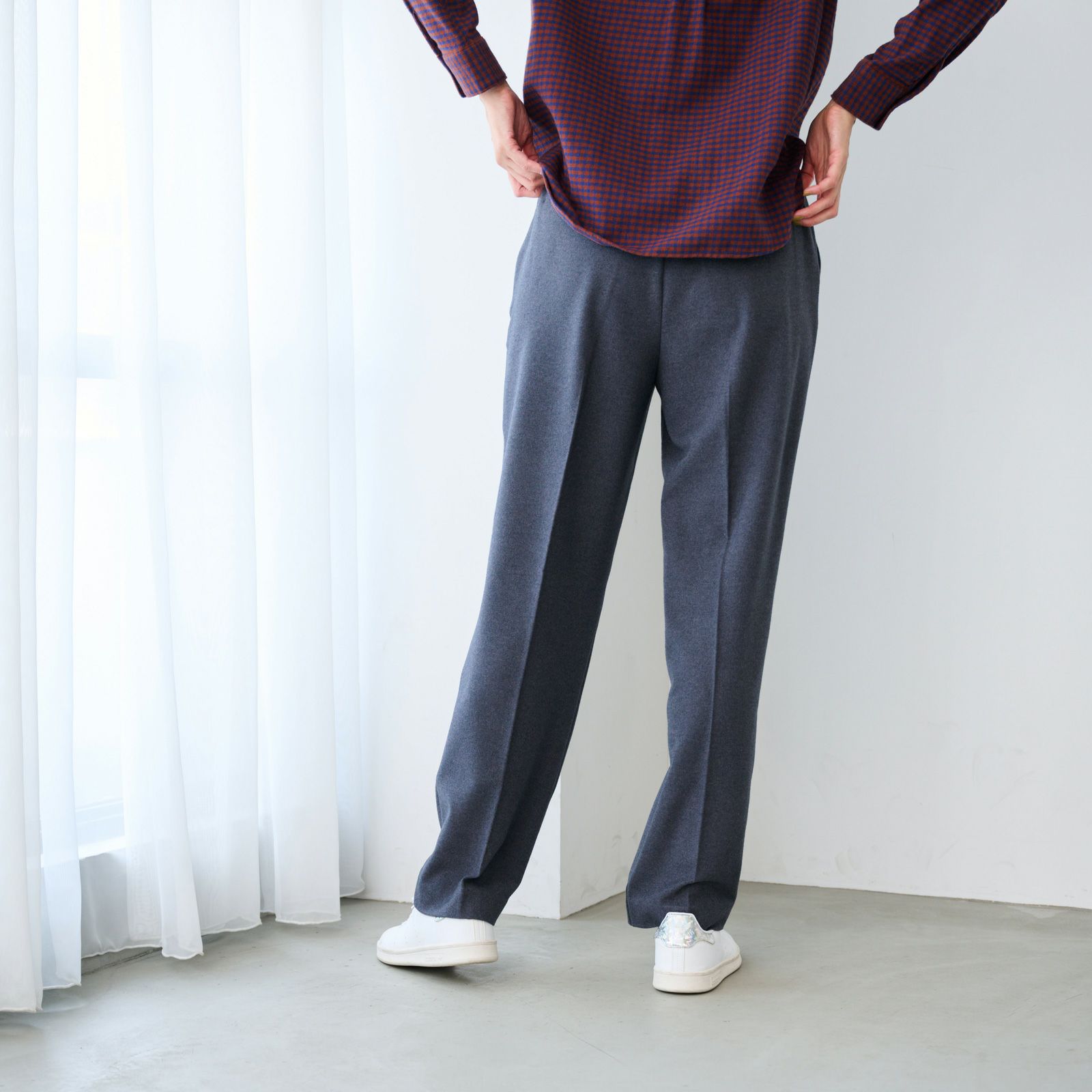 【オルスタ】両面起毛　また下長めストレートパンツ