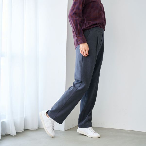 【オルスタ】両面起毛　また下長めストレートパンツ