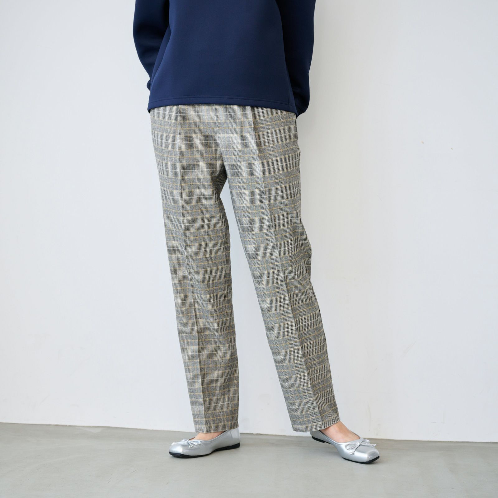 【オルスタ】両面起毛　また下長めストレートパンツ