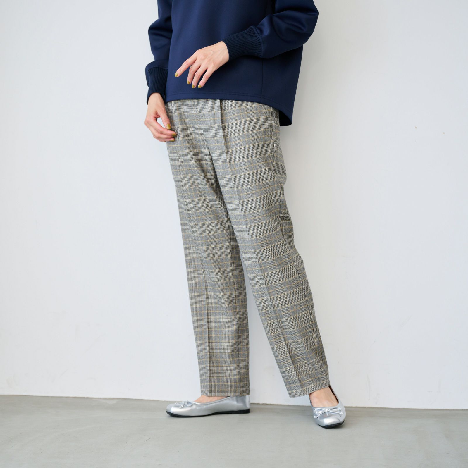 【オルスタ】両面起毛　また下長めストレートパンツ