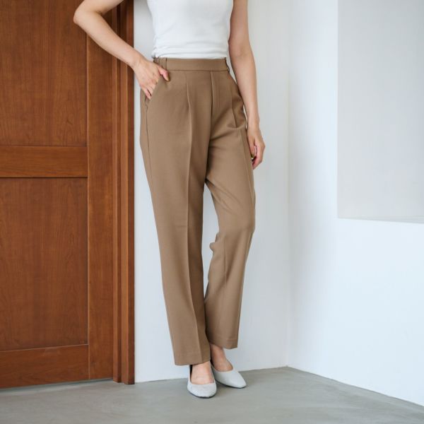 【オルスタ】両面起毛　また下長めストレートパンツ