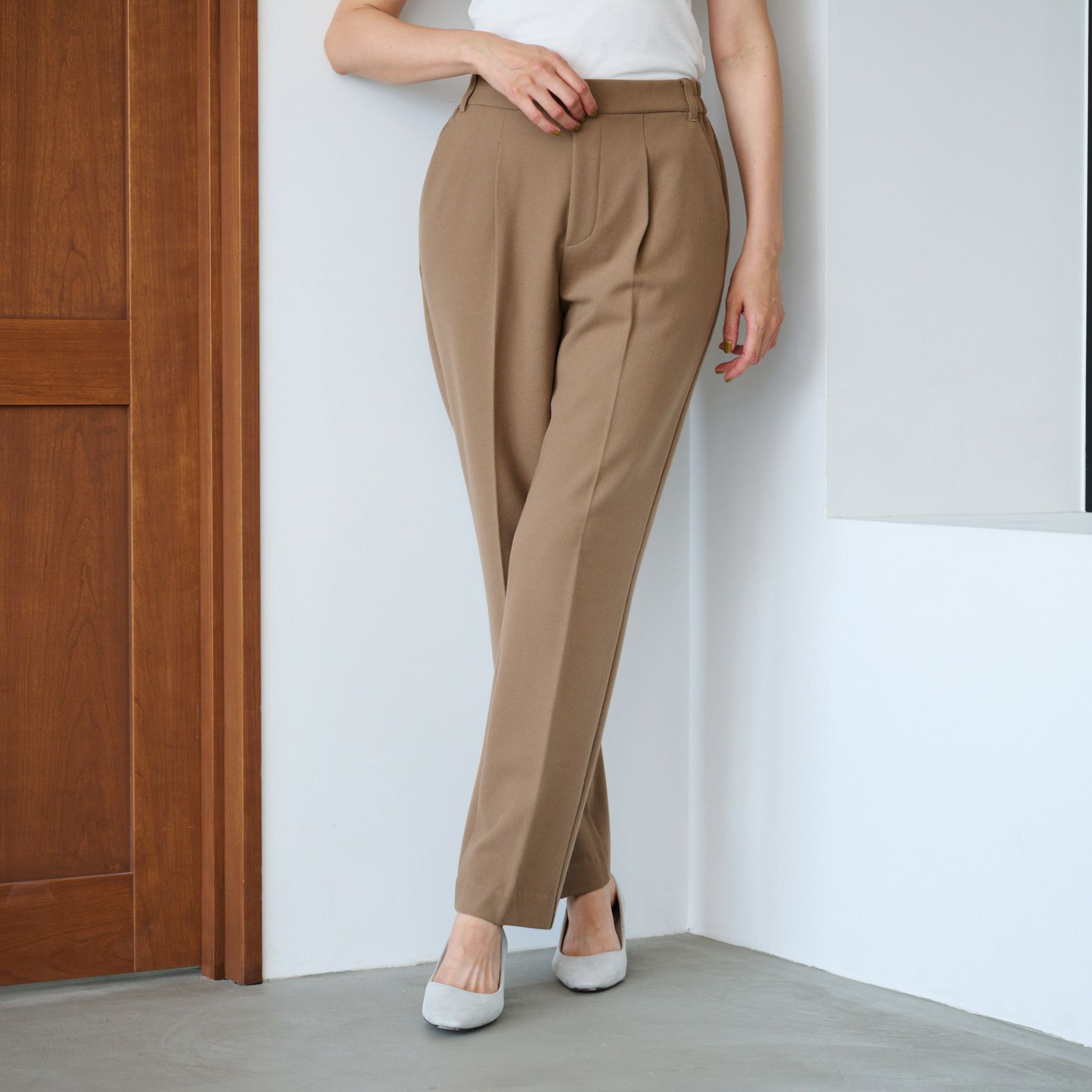 【オルスタ】両面起毛　また下長めストレートパンツ