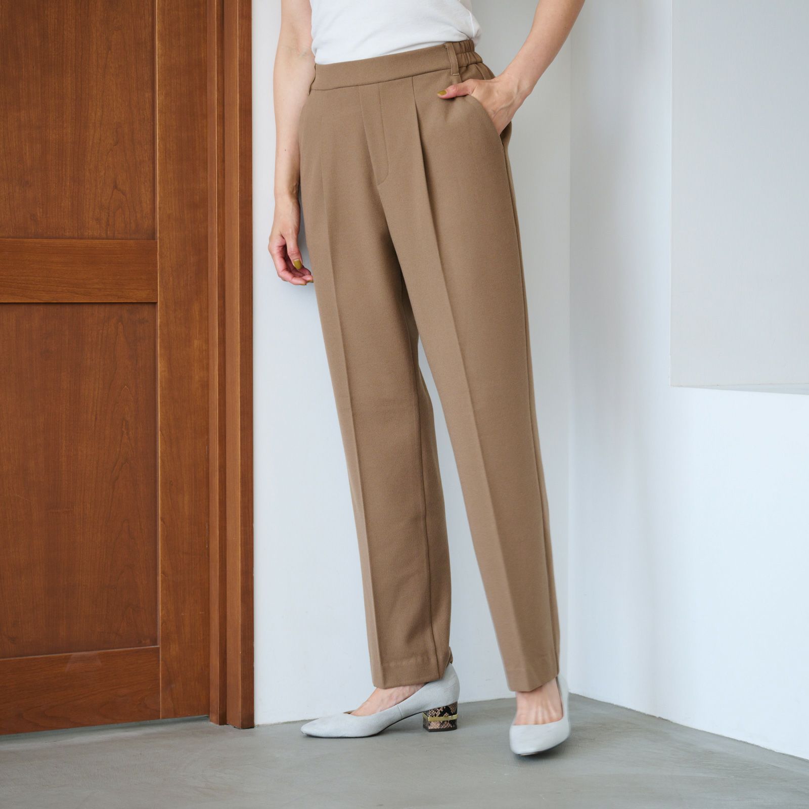 【オルスタ】両面起毛　また下長めストレートパンツ