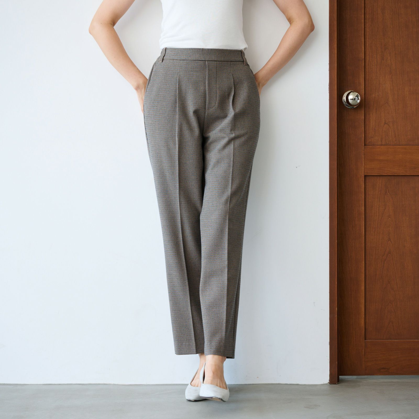 【オルスタ】両面起毛　また下長めストレートパンツ