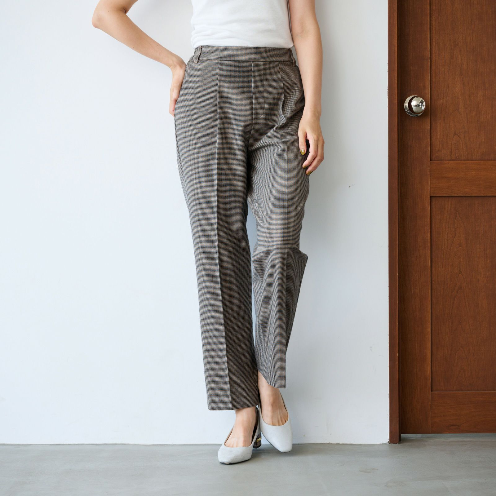 【オルスタ】両面起毛　また下長めストレートパンツ