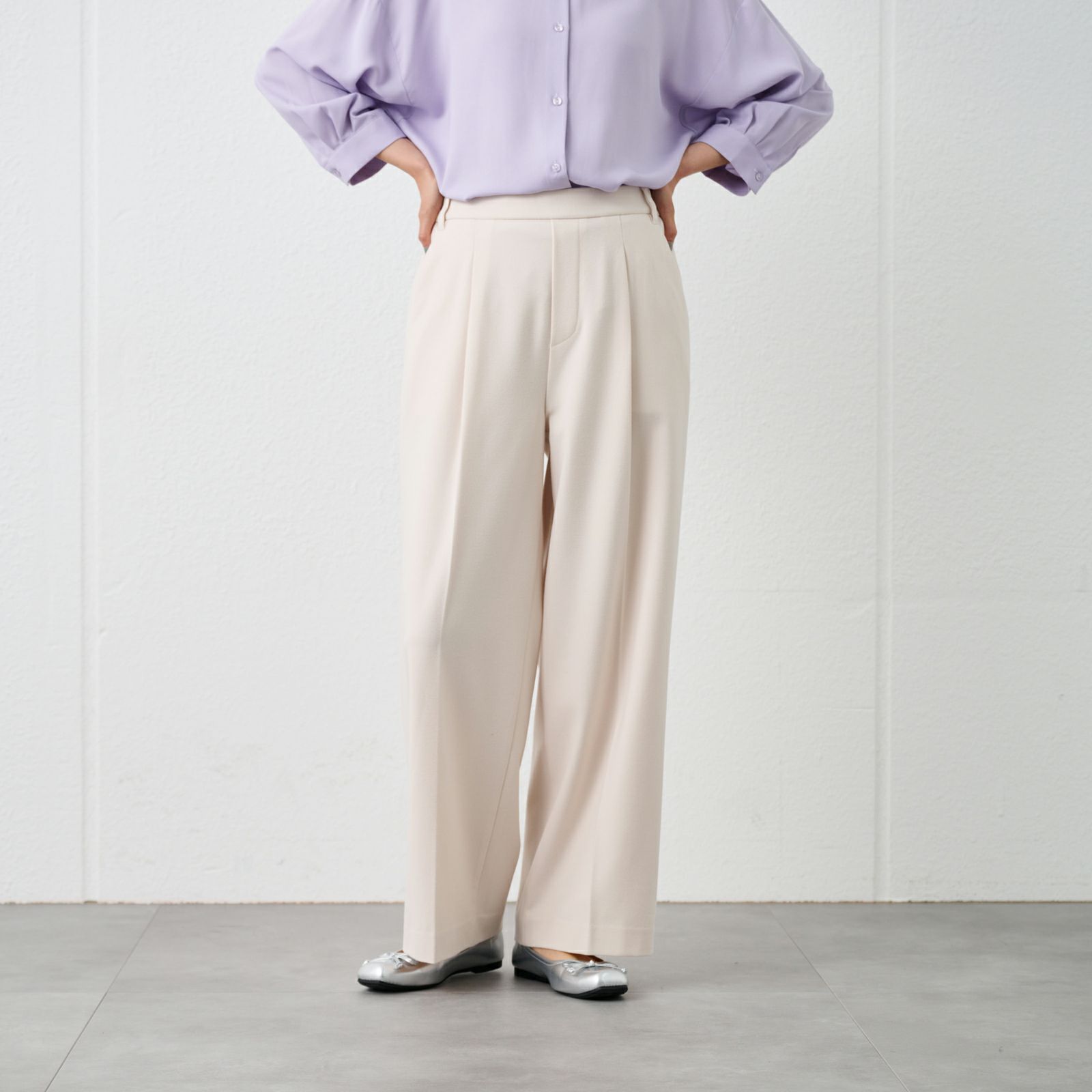 【オルスタ】両面起毛　ワイドパンツ