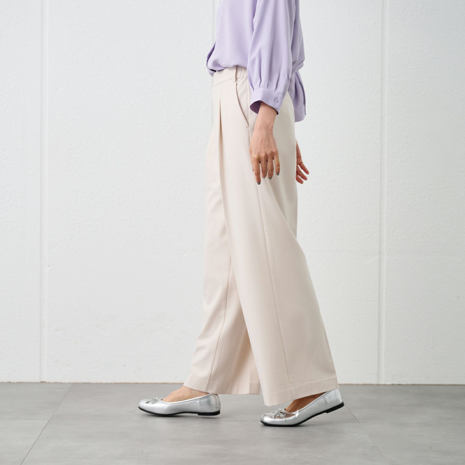 【オルスタ】両面起毛　ワイドパンツ