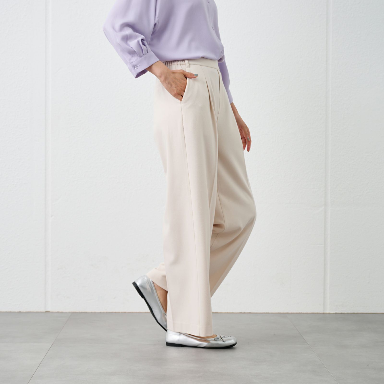 【オルスタ】両面起毛　ワイドパンツ