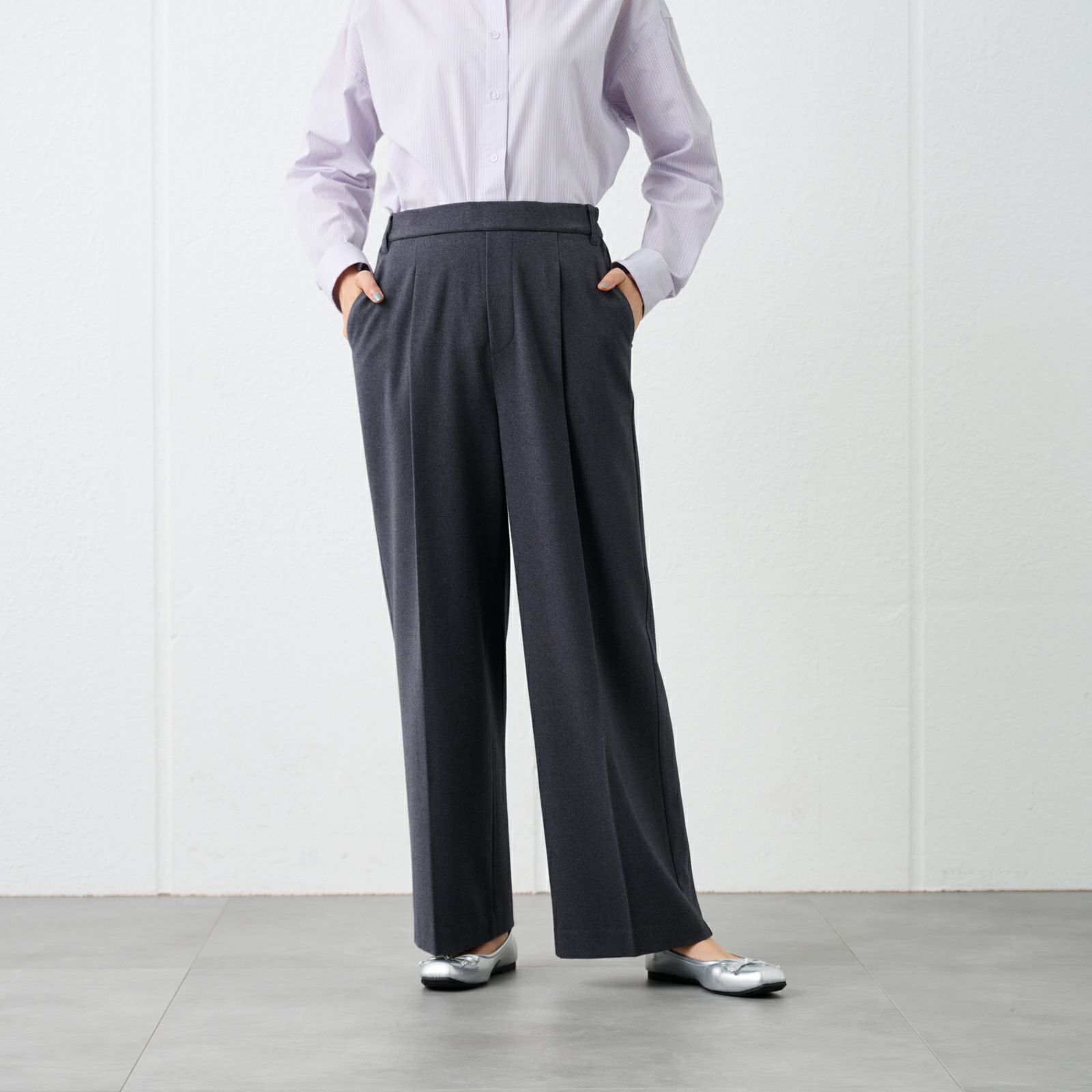 【オルスタ】両面起毛　ワイドパンツ