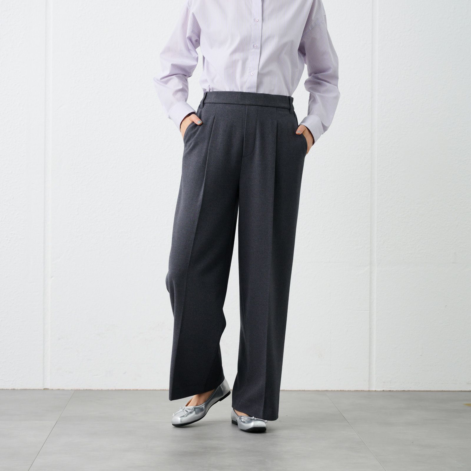 【オルスタ】両面起毛　ワイドパンツ