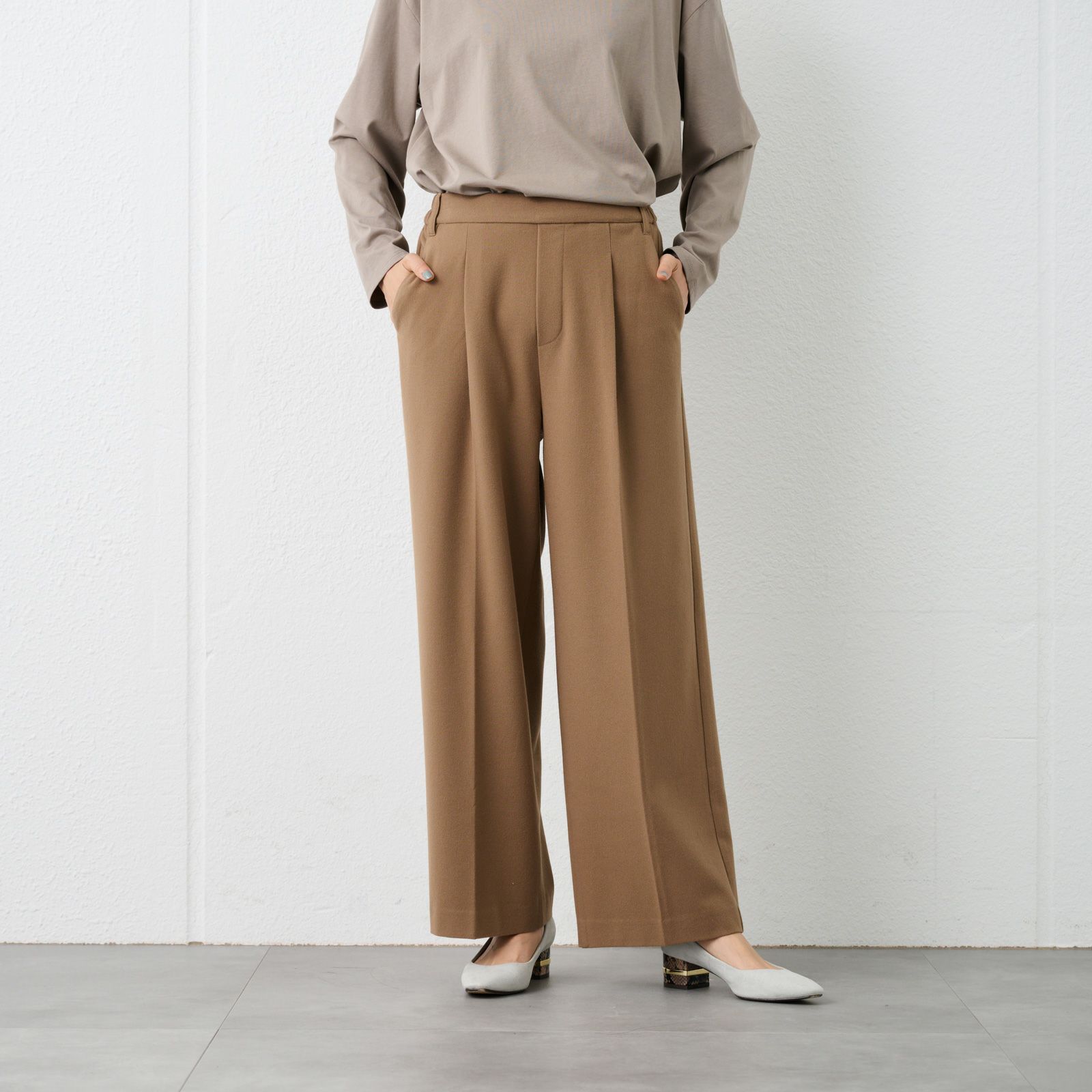 【オルスタ】両面起毛　ワイドパンツ