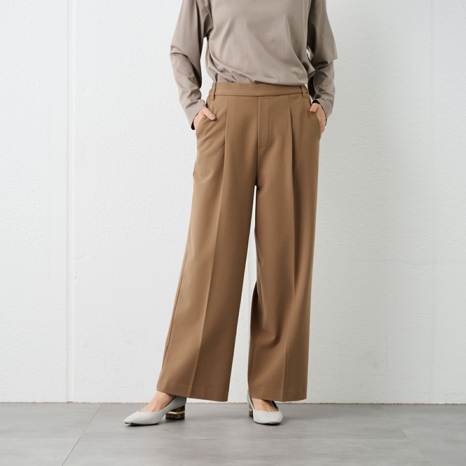 【オルスタ】両面起毛　ワイドパンツ