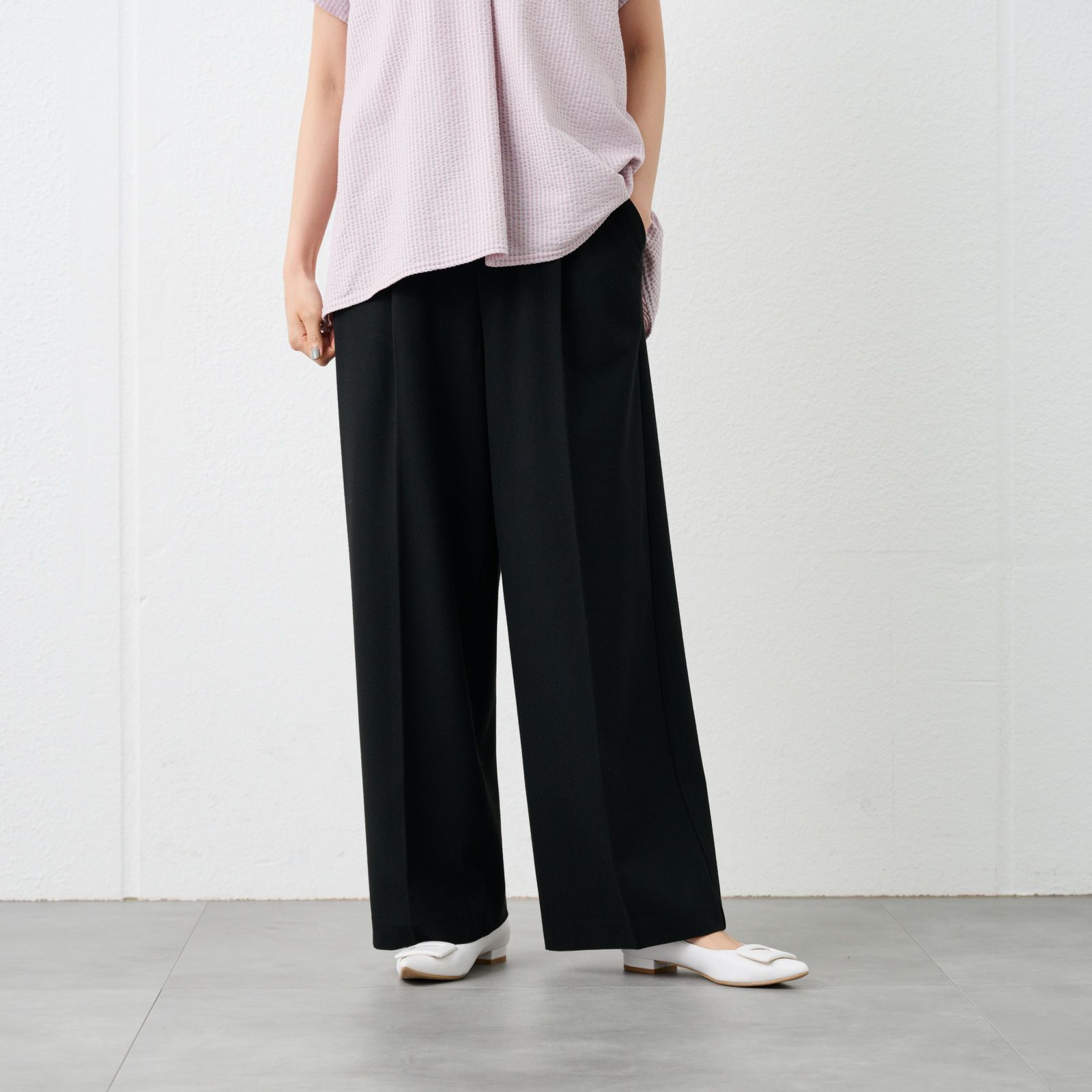 【オルスタ】両面起毛　ワイドパンツ