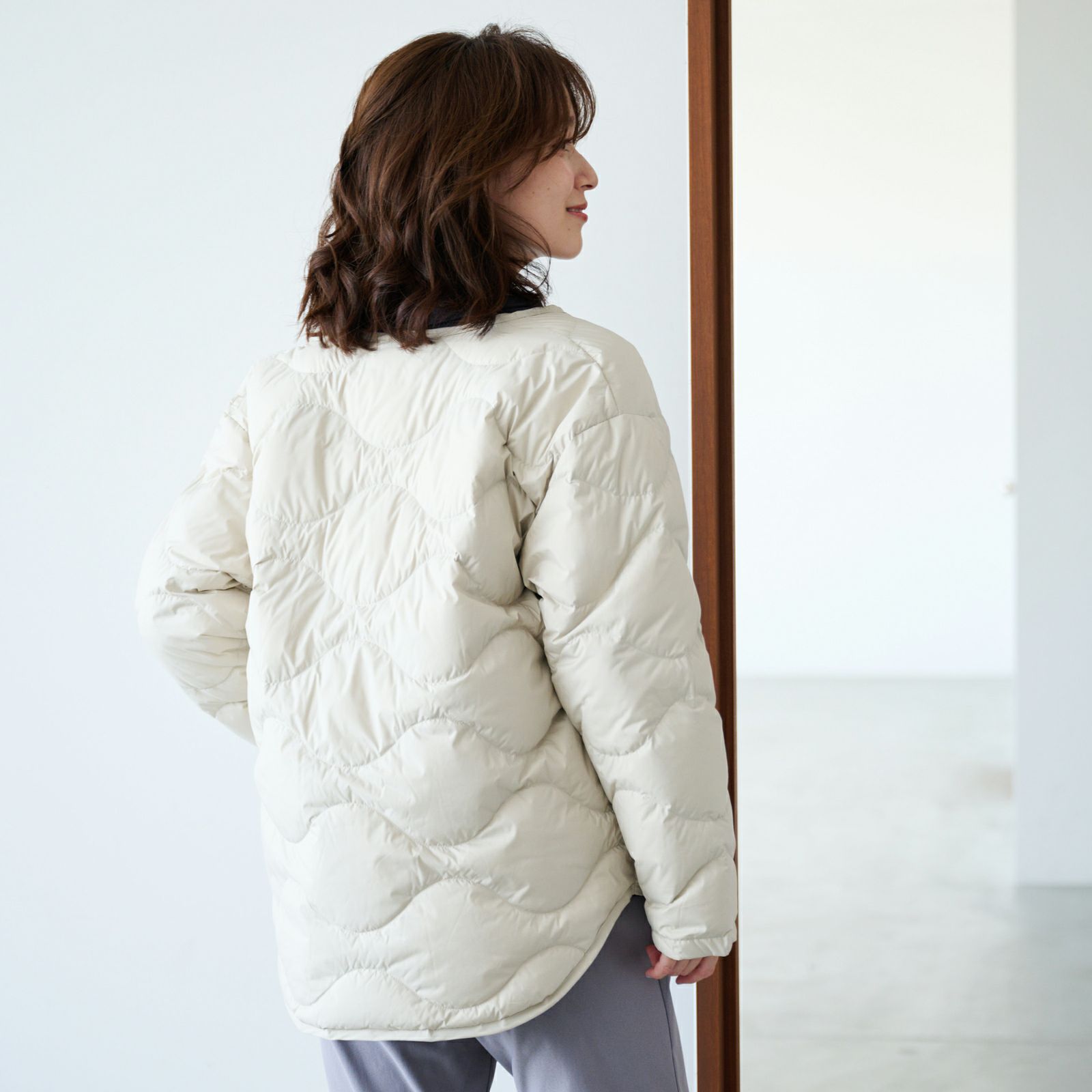 ウオッシャブルダウン　ノーカラージャケット