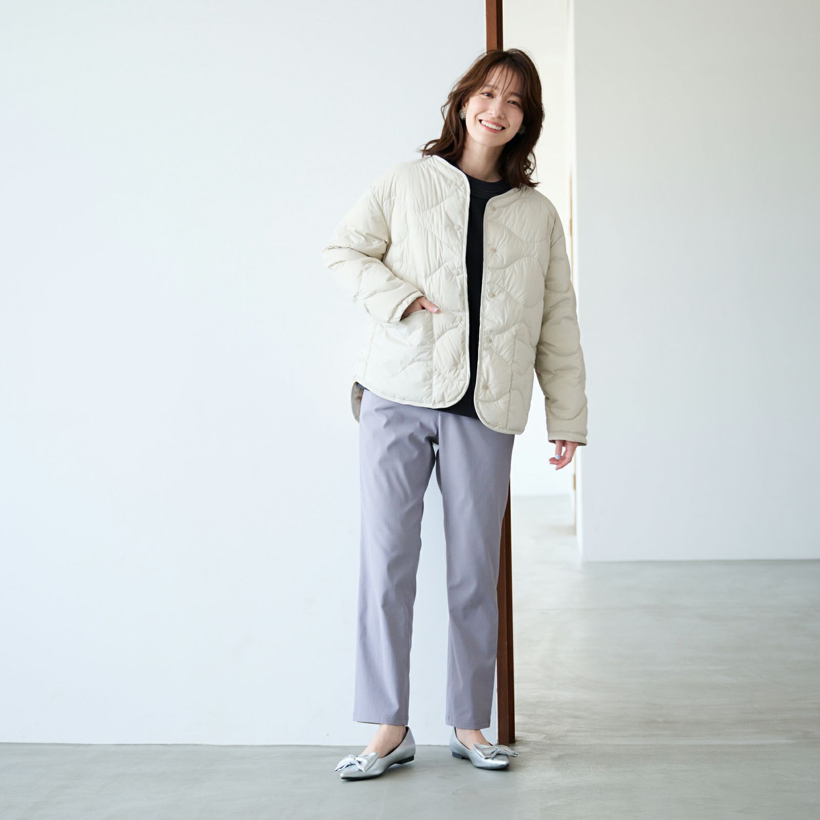 ウオッシャブルダウン　ノーカラージャケット