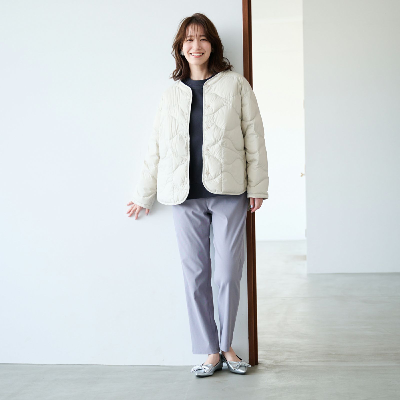 ウオッシャブルダウン　ノーカラージャケット