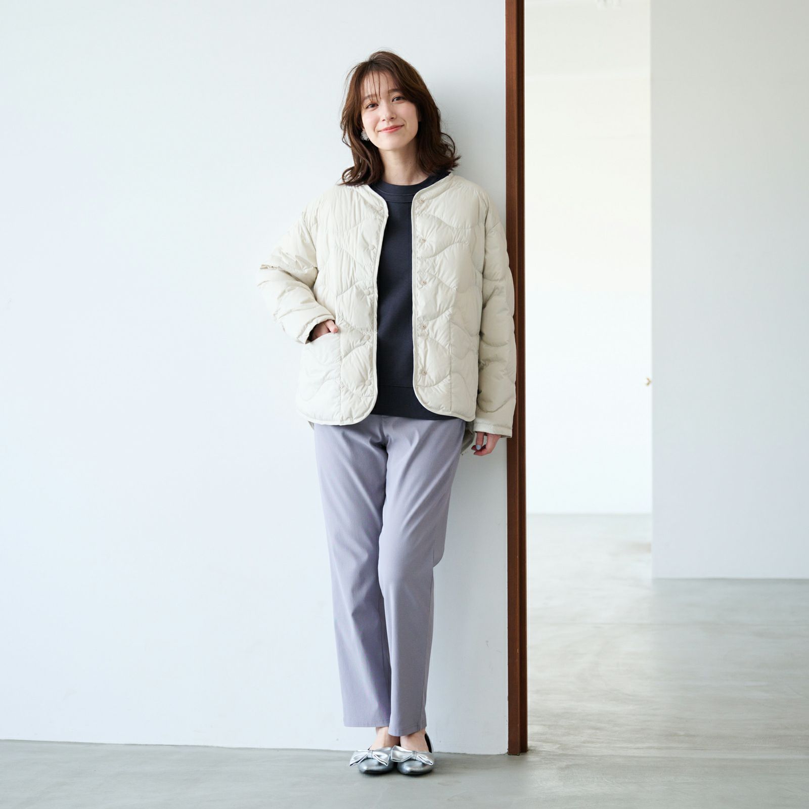 ウオッシャブルダウン　ノーカラージャケット