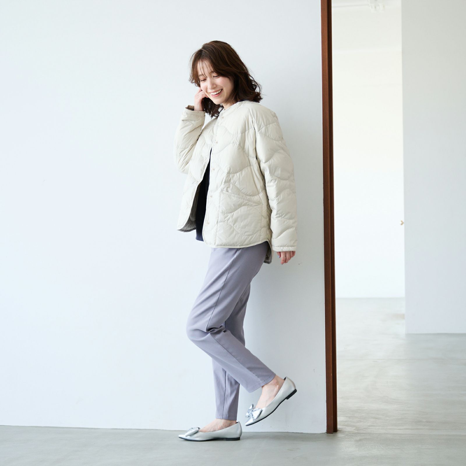 ウオッシャブルダウン　ノーカラージャケット