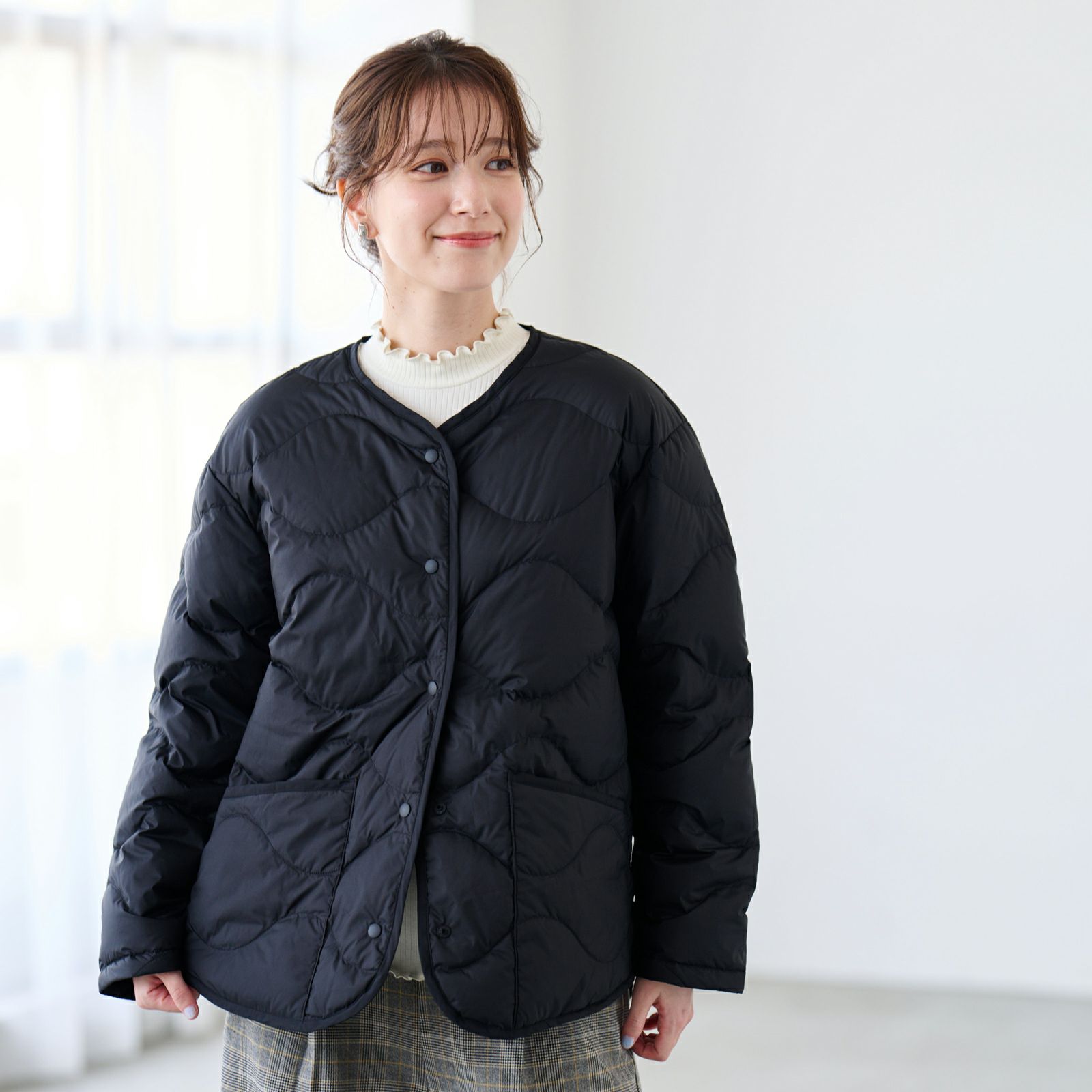 ウオッシャブルダウン　ノーカラージャケット