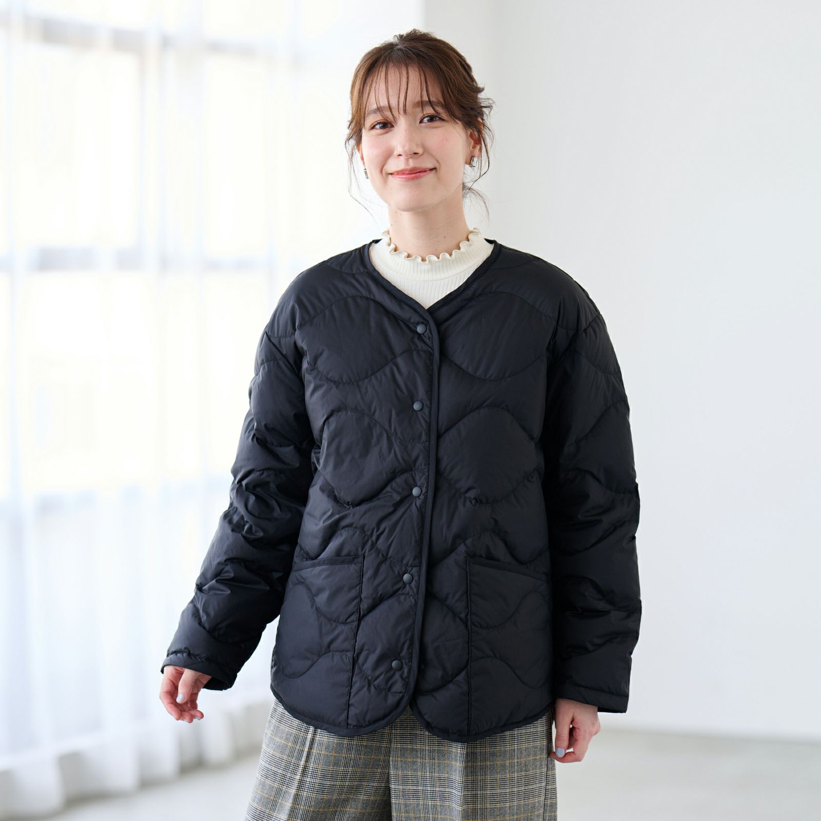 ウオッシャブルダウン　ノーカラージャケット