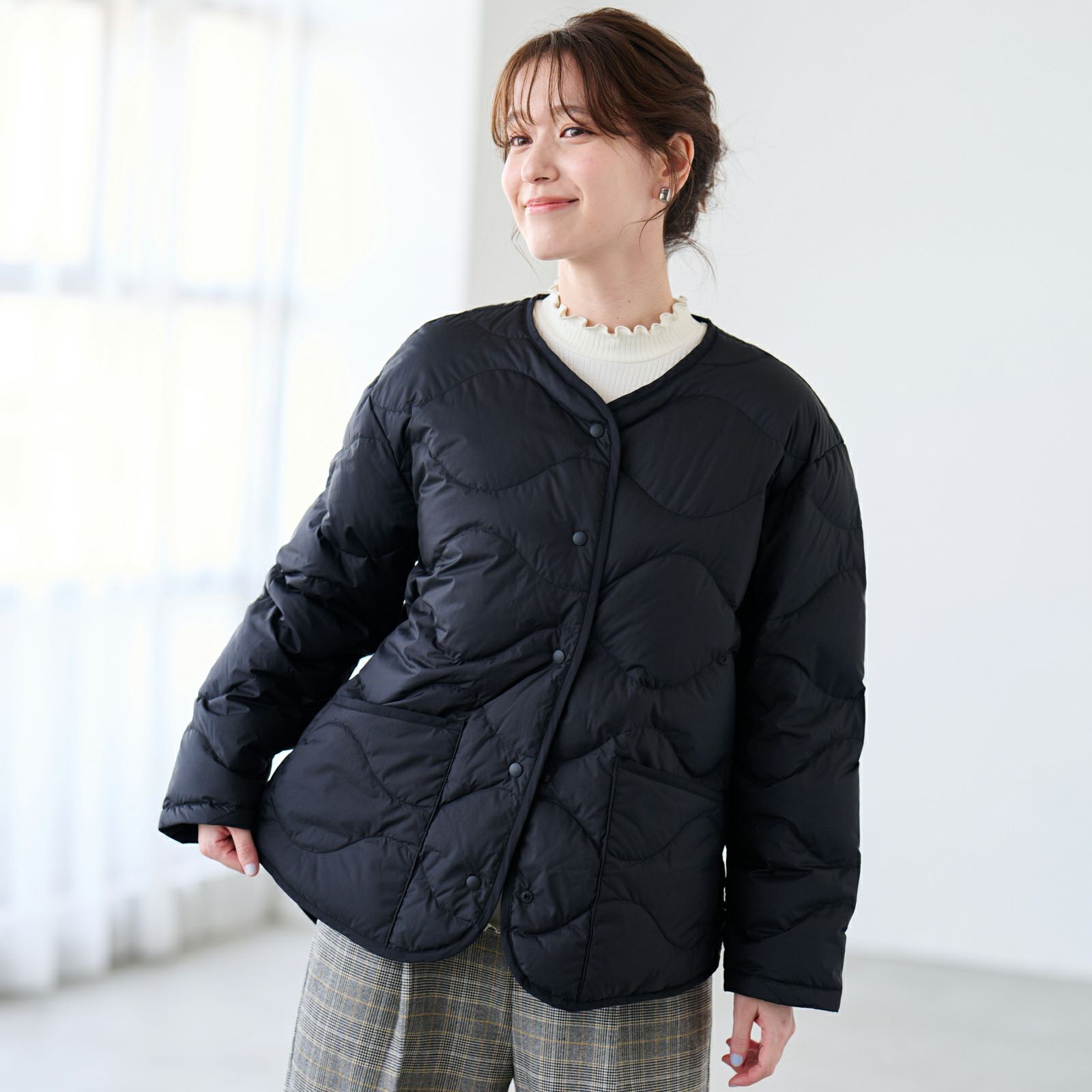 ウオッシャブルダウン　ノーカラージャケット