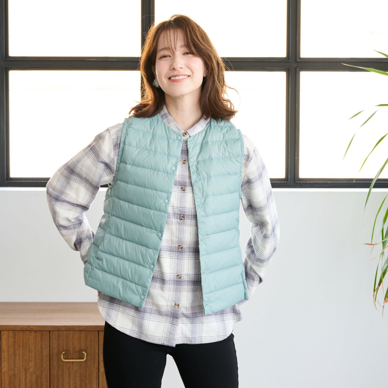 ウオッシャブルダウン　ノーカラーベスト