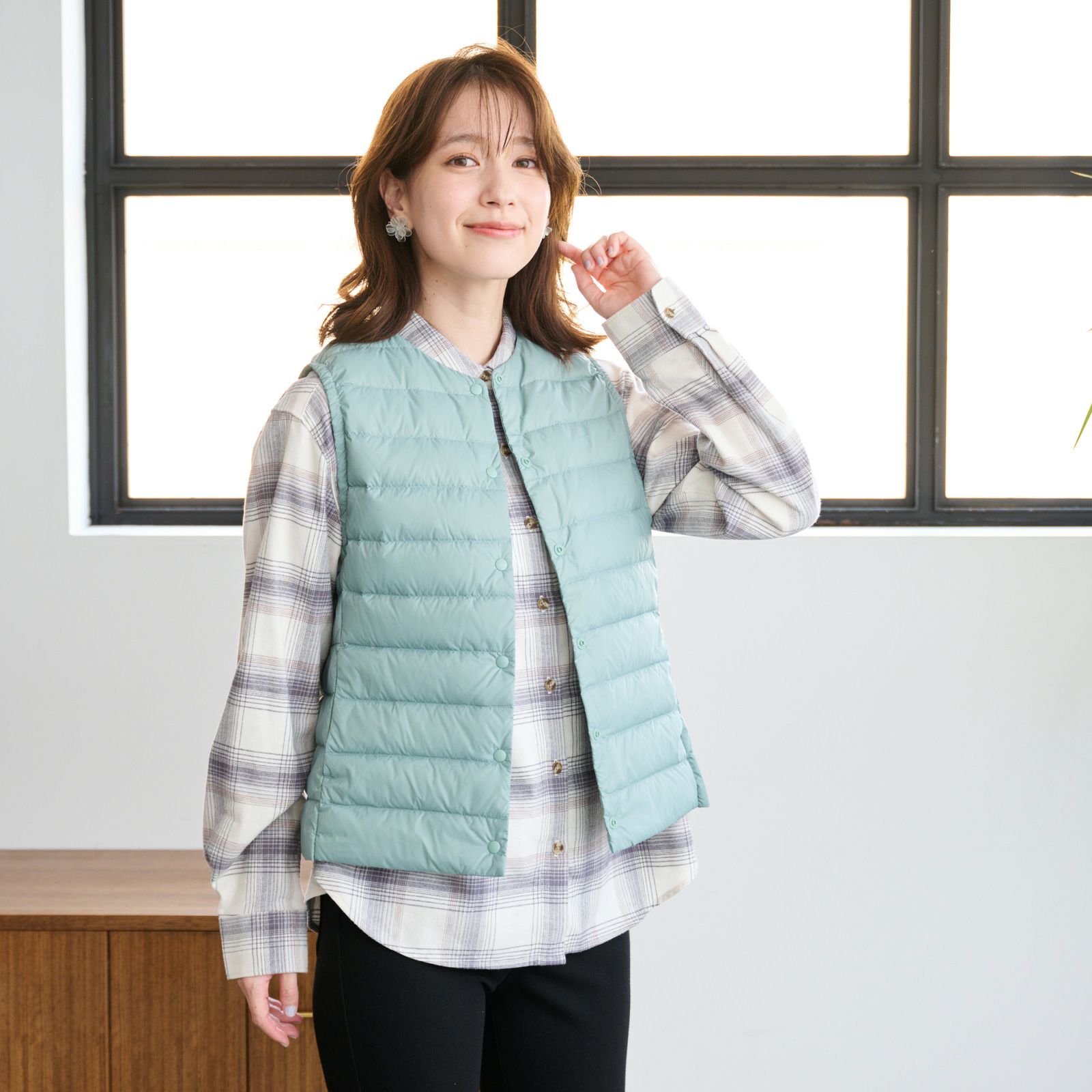 ウオッシャブルダウン　ノーカラーベスト