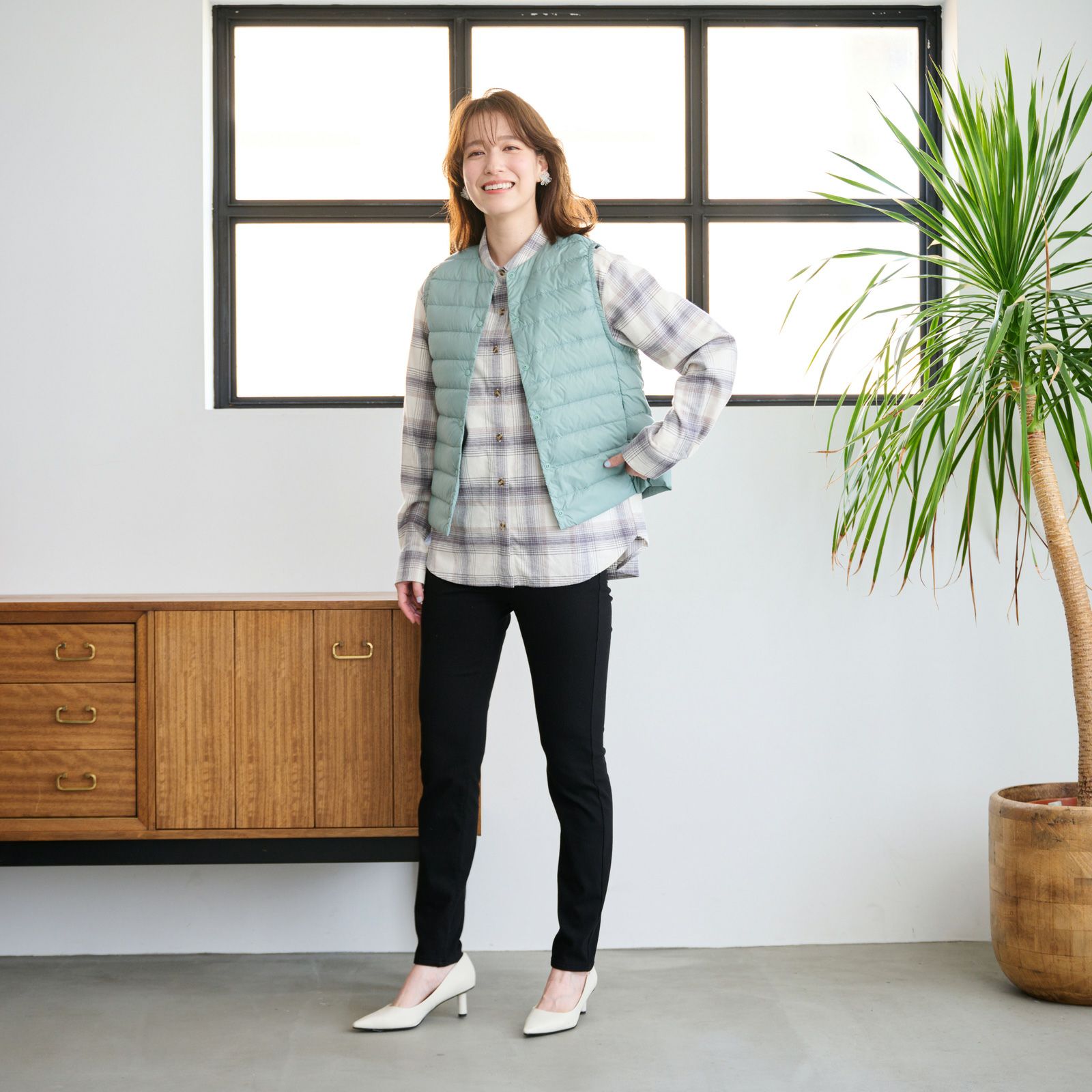 ウオッシャブルダウン　ノーカラーベスト