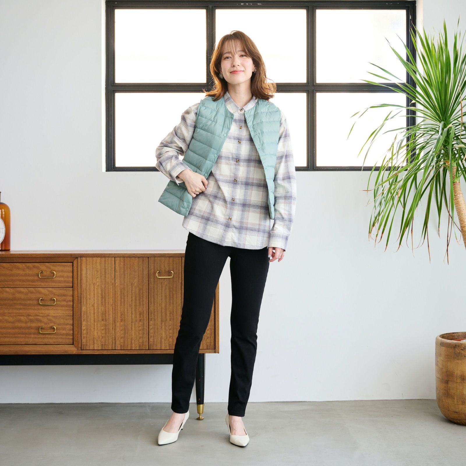 ウオッシャブルダウン　ノーカラーベスト