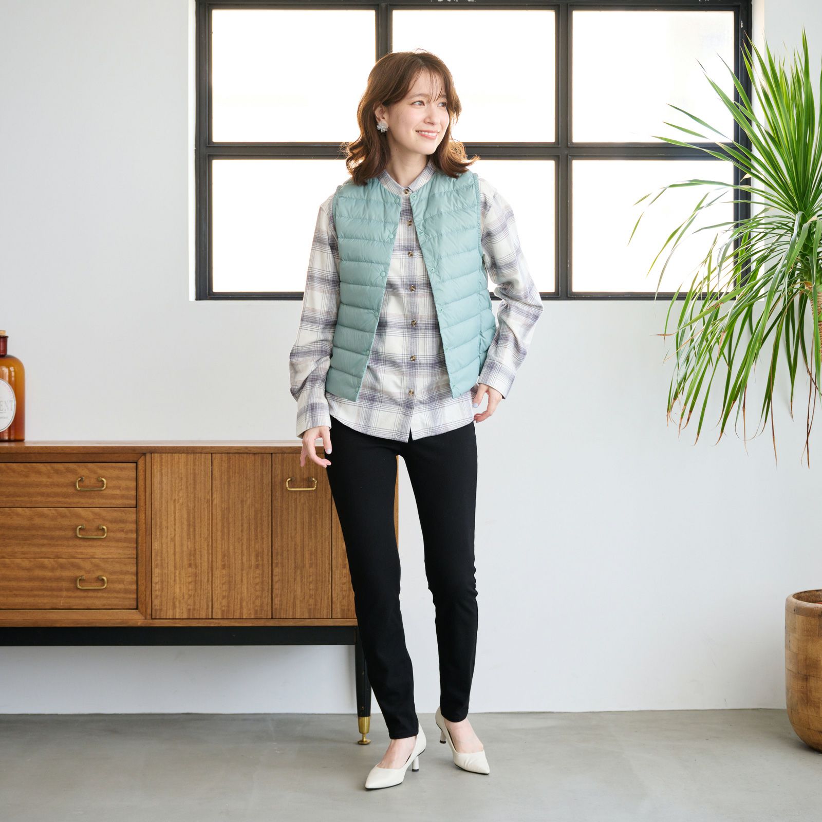 ウオッシャブルダウン　ノーカラーベスト