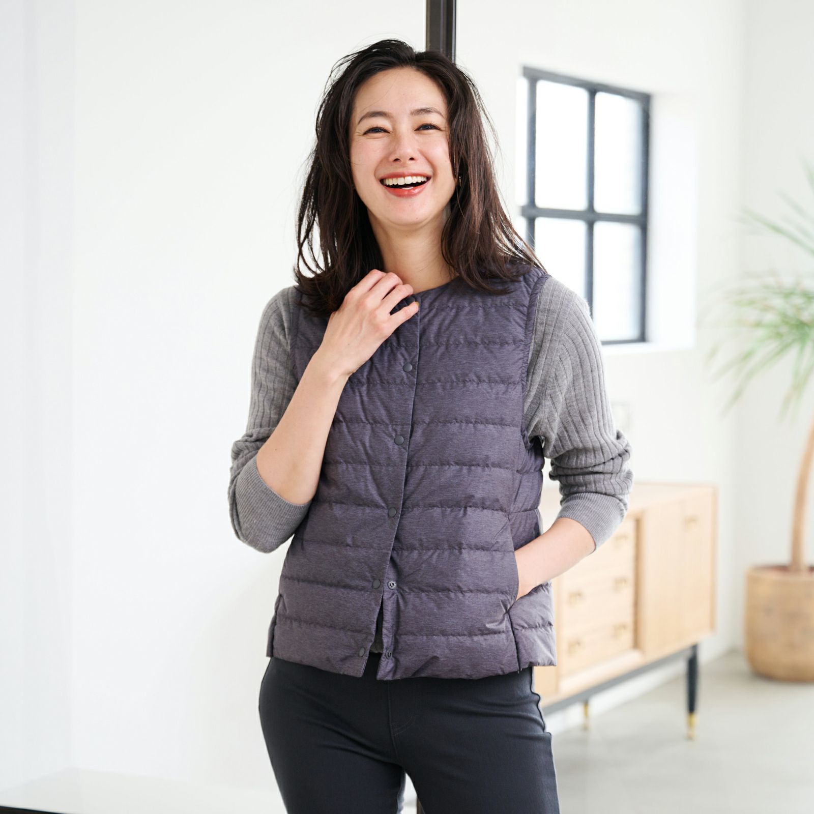 ウオッシャブルダウン　ノーカラーベスト