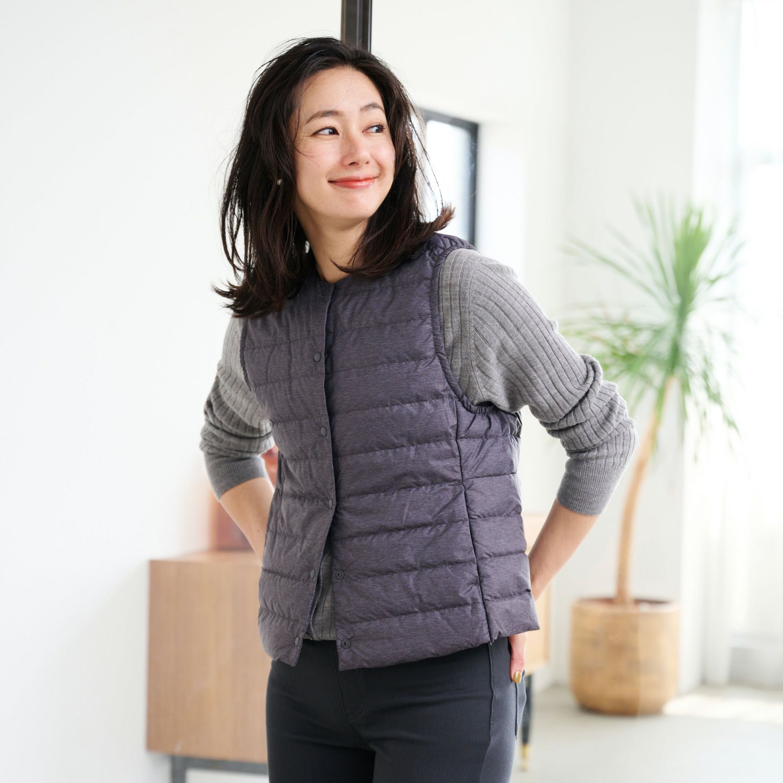 ウオッシャブルダウン　ノーカラーベスト