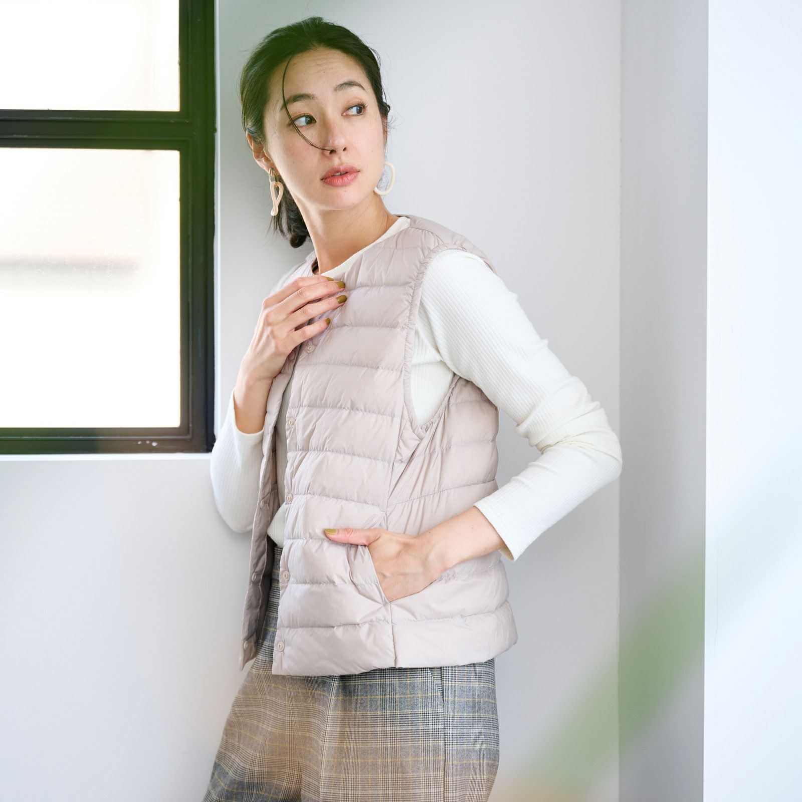 ウオッシャブルダウン　ノーカラーベスト