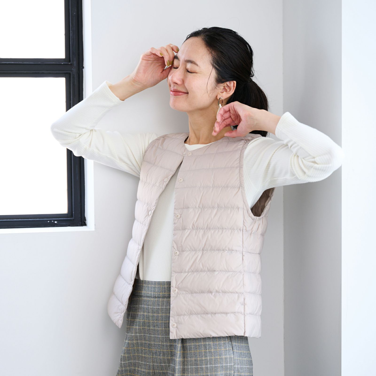 ウオッシャブルダウン　ノーカラーベスト