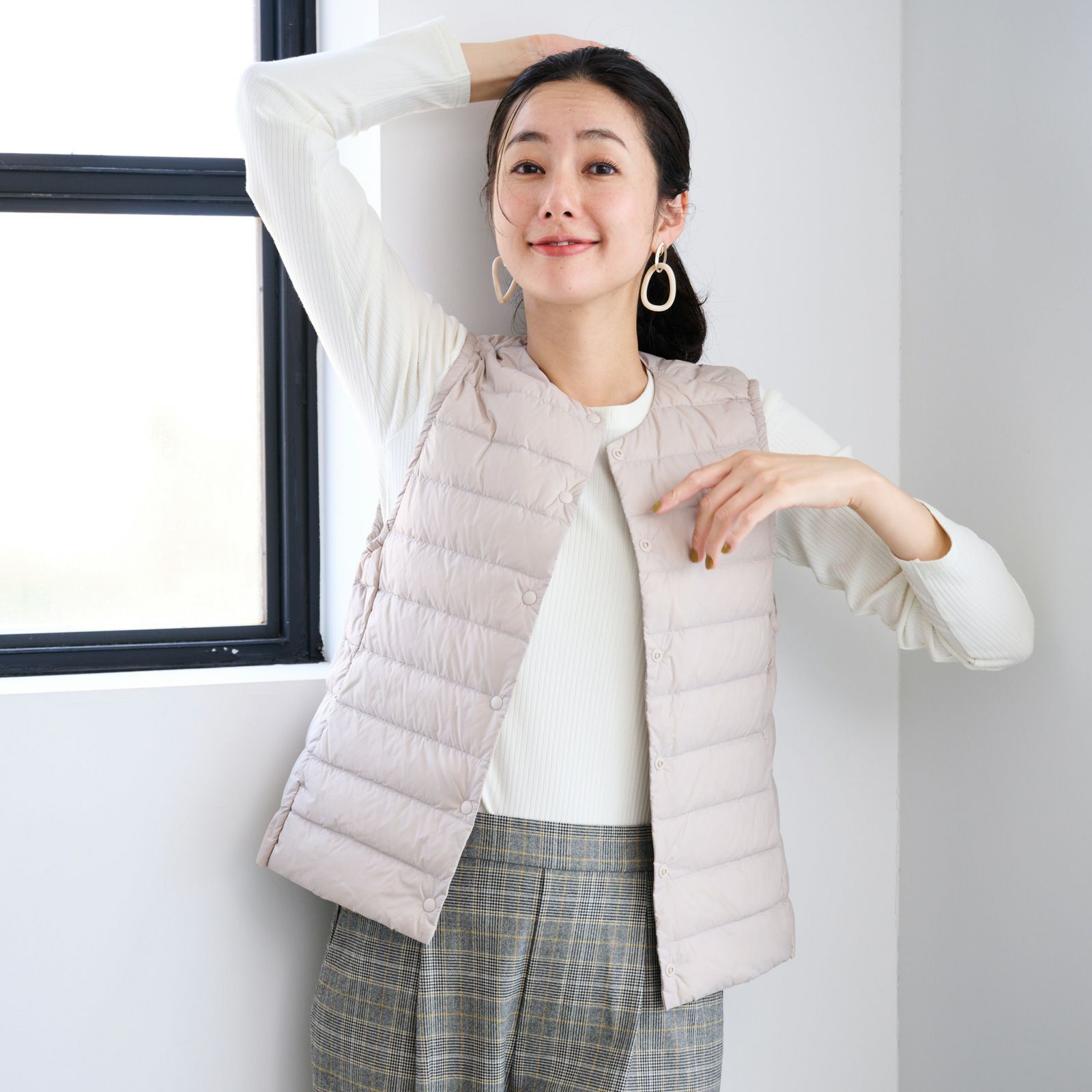 ウオッシャブルダウン　ノーカラーベスト