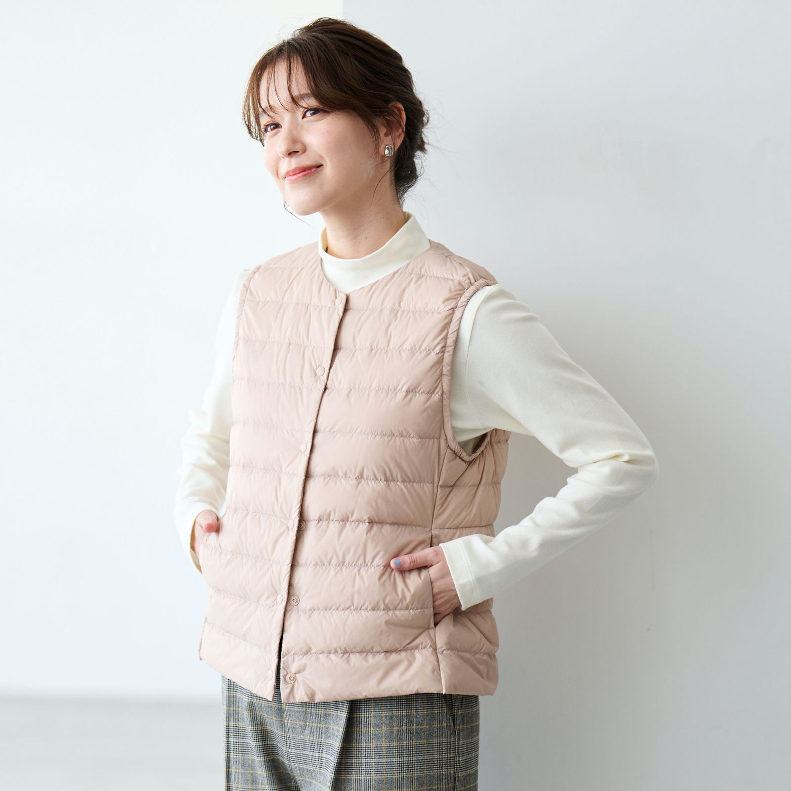 ウオッシャブルダウン　ノーカラーベスト