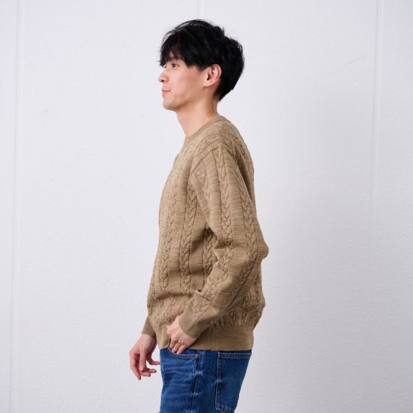 エアリーヤーン　ケーブルクルーネックプルオーバー