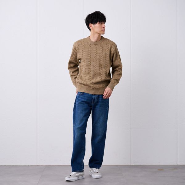 エアリーヤーン　ケーブルクルーネックプルオーバー