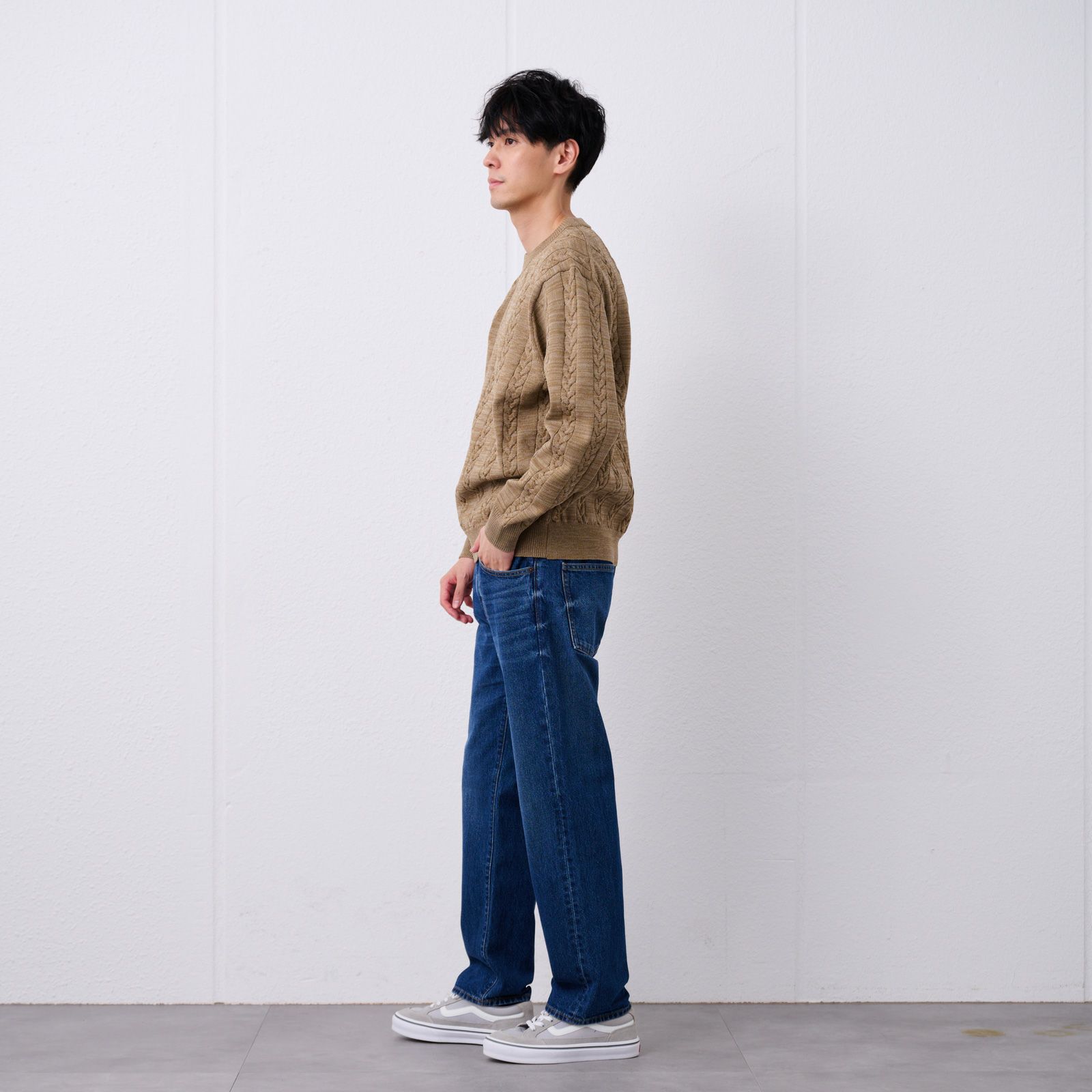 エアリーヤーン　ケーブルクルーネックプルオーバー